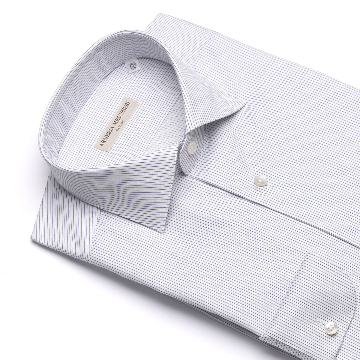 Camicia cotone bianca riga blu