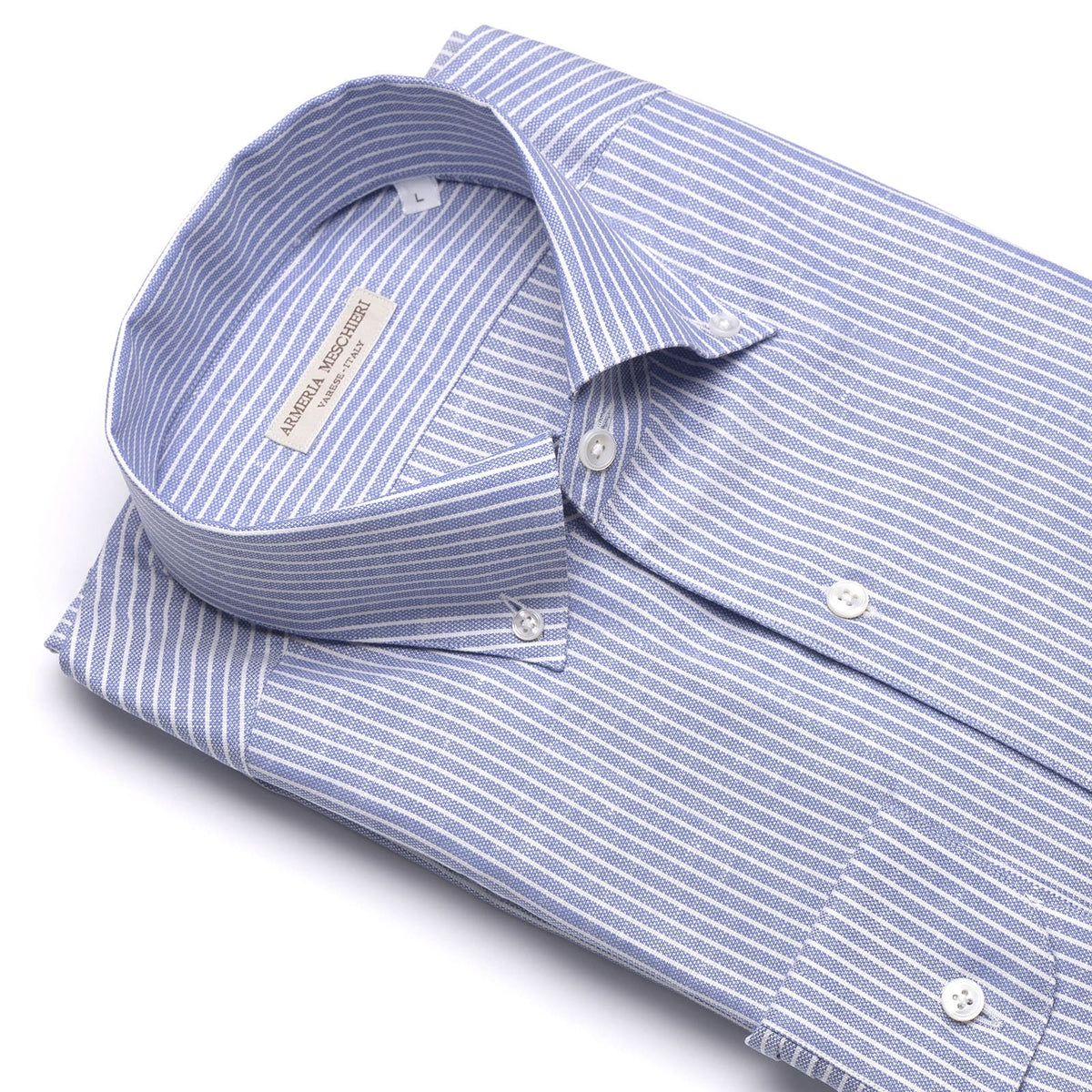 Camicia button-down azzurra riga bianca