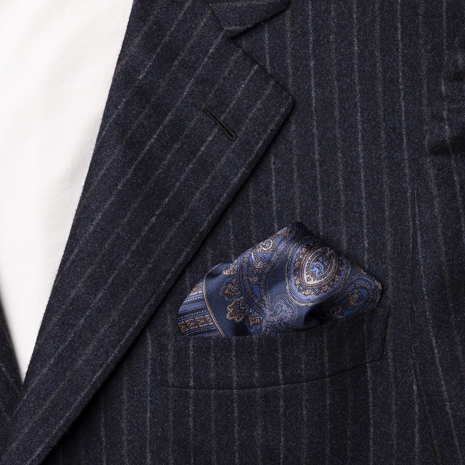 Pocket square blue with cashmere print