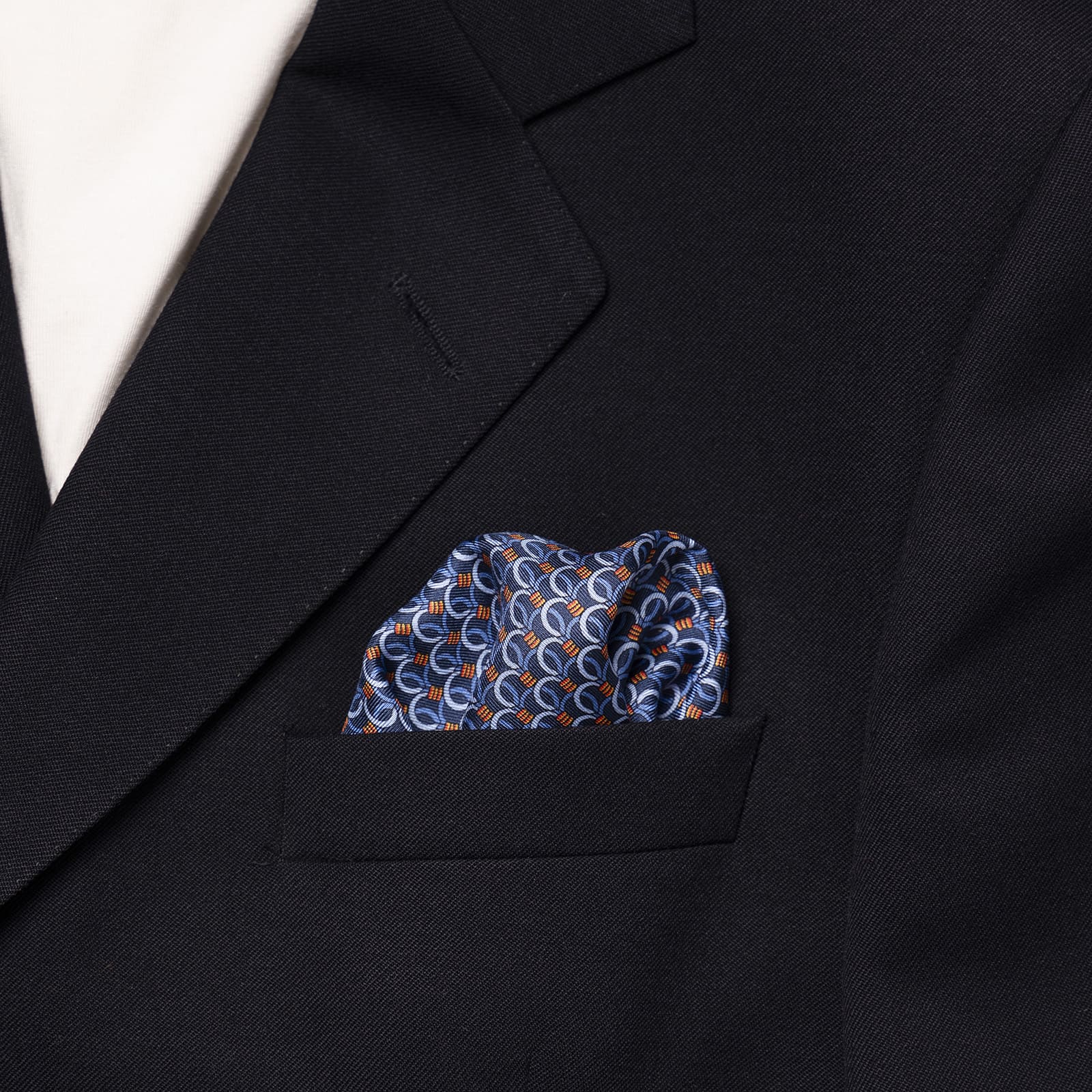 Pocket square blue with light blue details