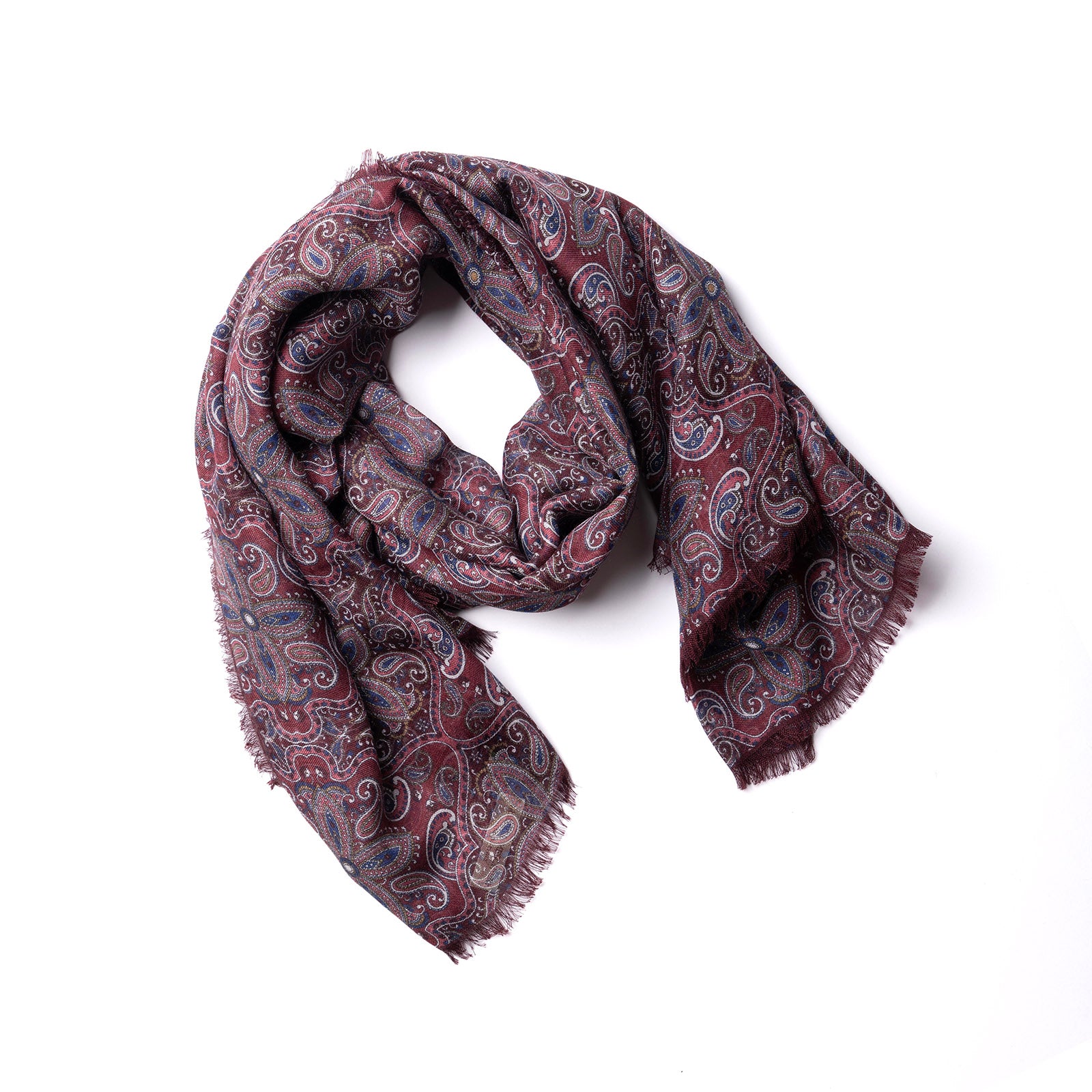 Cashmere, Silk, and Wool bordeaux Shawl
