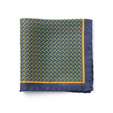 Pocket square blue with green and yellow details