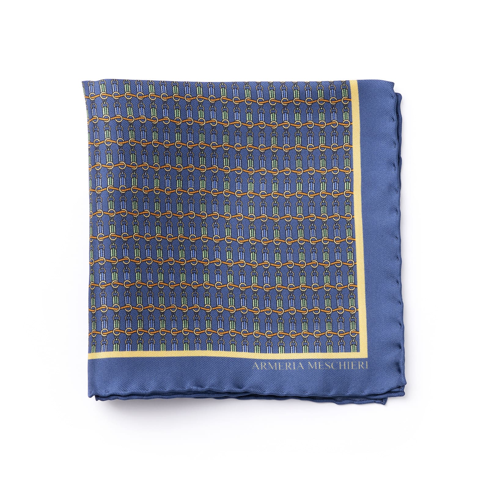 Pocket square blue with green details