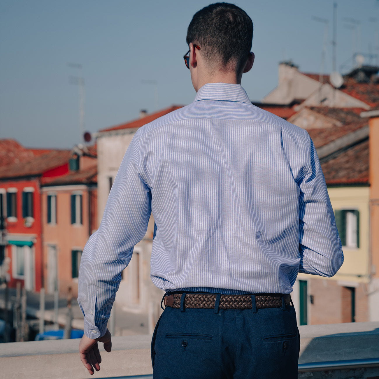 Button-down blue shirt