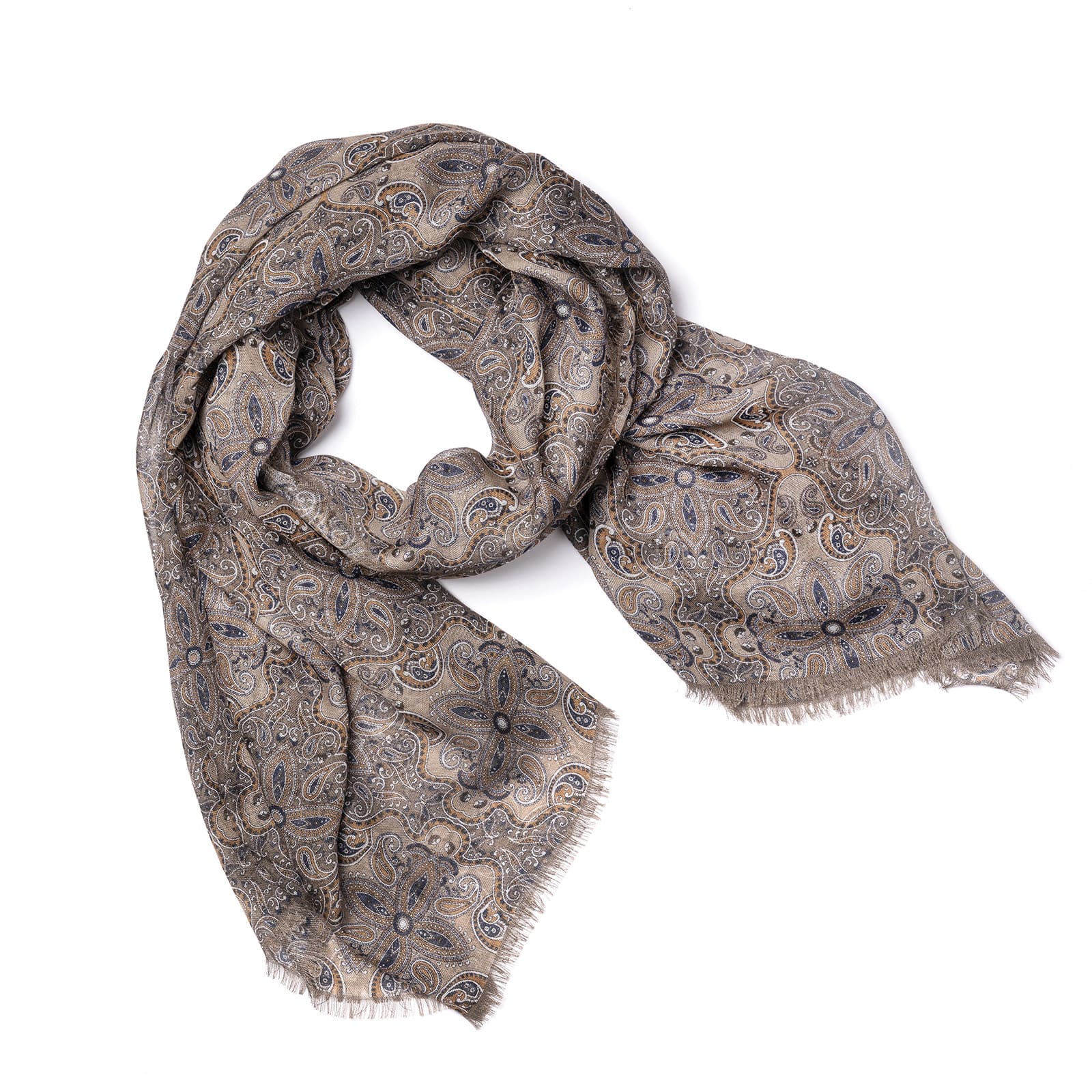 Cashmere, Silk, and Wool beige Shawl