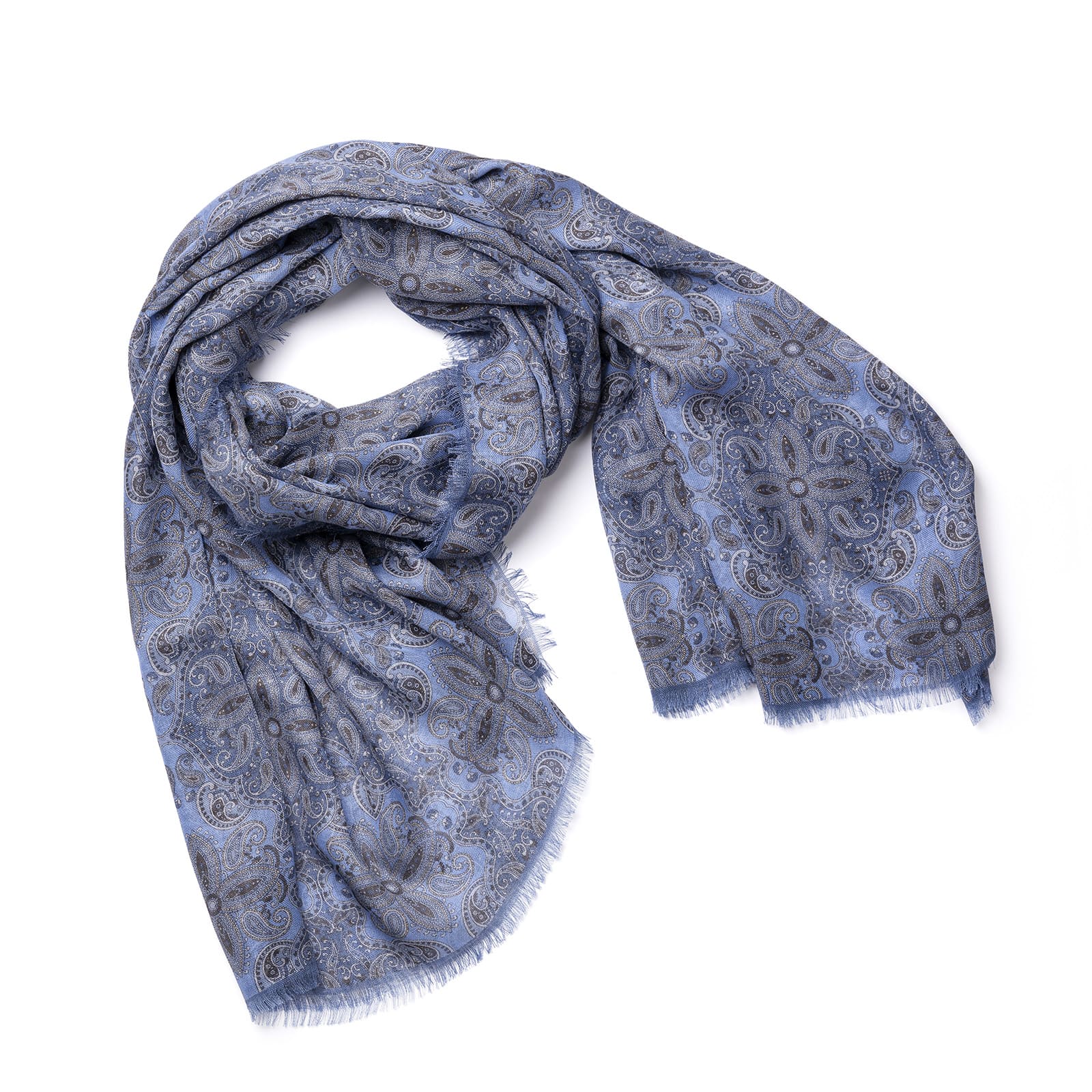 Cashmere, Silk, and Wool blue Shawl