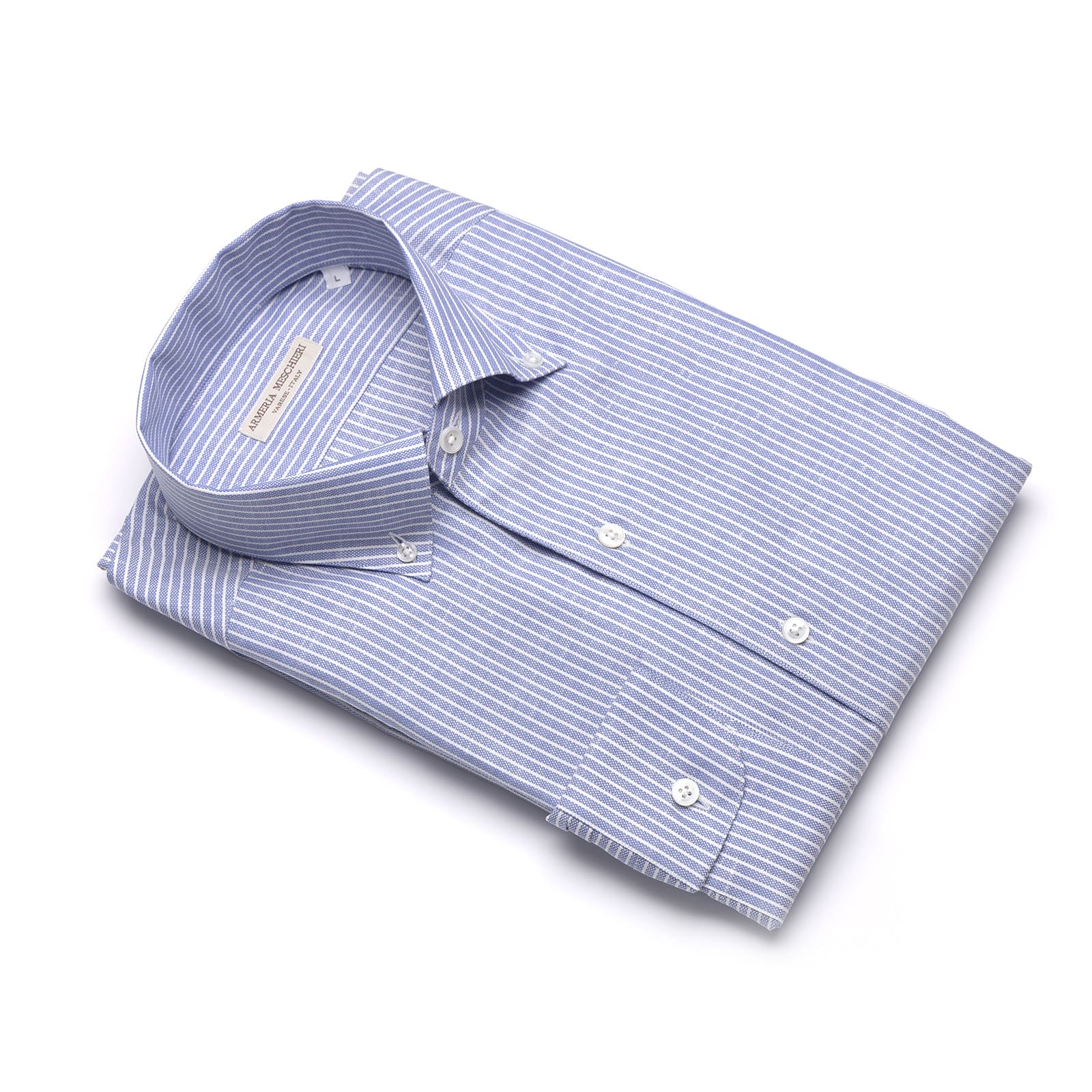 Camicia button-down azzurra riga bianca