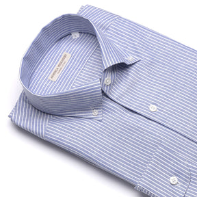 Camicia button-down azzurra riga bianca