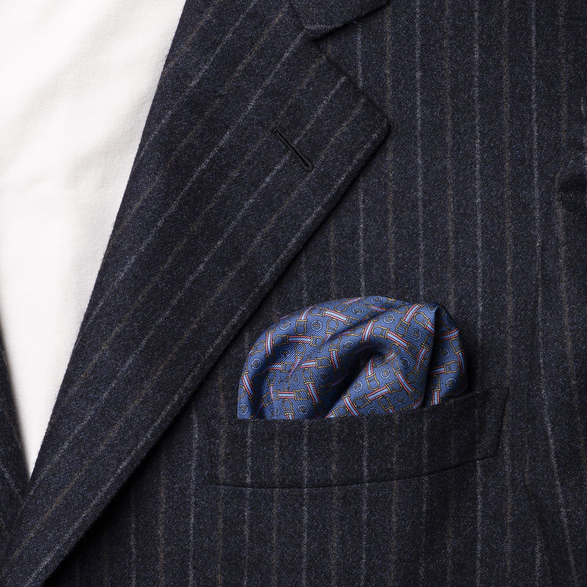 Pocket square blue with red details