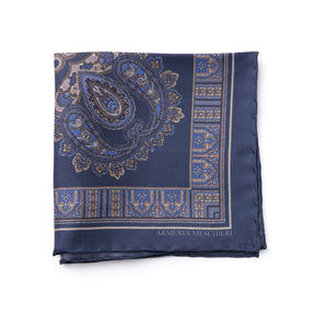 Pocket square blue with cashmere print