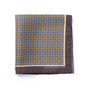 Pocket square brown with yellow details